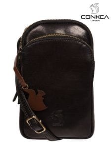 Черный - Conkca 'leia' Leather Cross-body Phone Bag (E24548) | €52