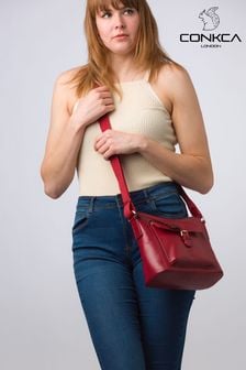紅色 - Conkca 'carla' Leather Cross-body Bag (E24551) | NT$2,750