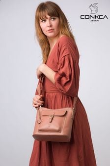 Różowy - Conkca 'carla' Leather Cross-body Bag (E24560) | 370 zł