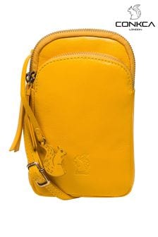 黃色 - Conkca 'leia' Leather Cross-body Phone Bag (E24573) | NT$1,820