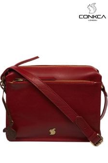 Czerwony - Skórzana torba z długim paskiem Conkca Aurora (E24578) | 310 zł