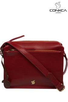 Conkca Red 'Aurora' Leather Cross-Body Bag