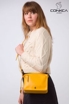Żółty - Skórzana torba z długim paskiem Conkca Aurora (E24579) | 310 zł