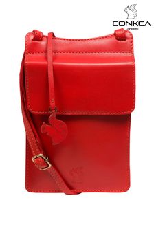 Conkca Orange 'Milly' Leather Cross-Body Phone Bag