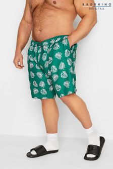 BadRhino Big & Tall Green Leaf Print Swim Shorts (E24909) | SGD 50