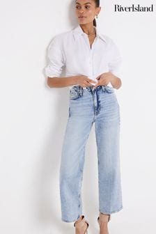 River Island Blue Light Wide Crop Doris Jeans (E25093) | €60