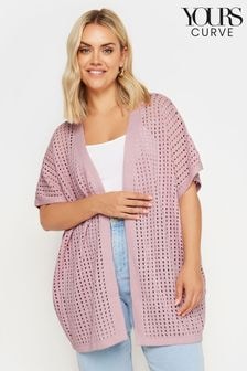 Yours Curve Pink Crochet Cardigan (E25674) | $50