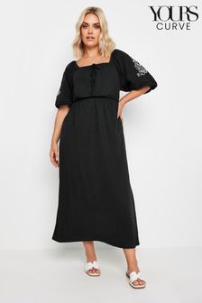 Yours Curve Embroidered Puff Sleeve Maxi Dress (E25697) | €44