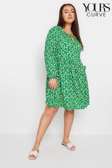 Yours Curve Green Ditsy Textured Midi Dress (E25698) | AED172