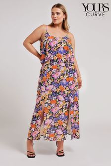 Yours Curve Multi Floral Overlay Maxi Dress (E25702) | 262 QAR