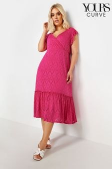 Yours Curve Pink Broderie Anglaise Dress (E25704) | $63