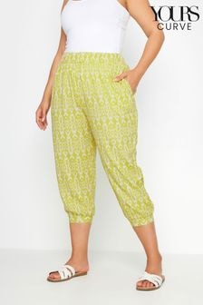 Yours Curve Natural Textured Cropped Harem Trousers (E25745) | $41