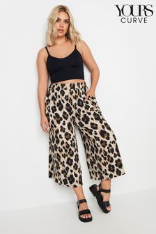 Yours Curve Brown Textured Leopard Print Midaxi Culottes (E25746) | €36