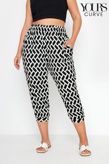 Yours Curve Black Textured Cropped Harem Trousers (E25794) | 1,373 UAH