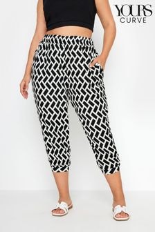 Yours Curve Black Textured Cropped Harem Trousers (E25794) | $41