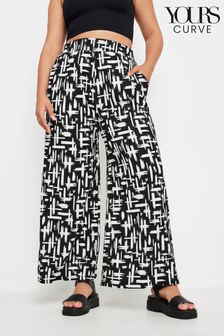 Yours Curve Stripe Textured Wide Leg Trousers (E25795) | 161 LEI
