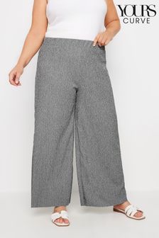 Yours Curve Grey Textured Wide Leg Trousers (E25805) | LEI 161