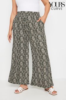 Pantaloni larg texturat cu imprimeu paisley Yours Curve (E25820) | 161 LEI