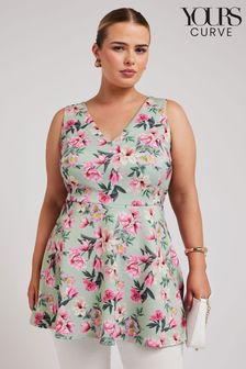 Yours Curve Green Floral Peplum Top (E25827) | €52