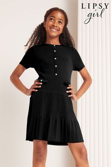 Girls short sleeve black dress shop