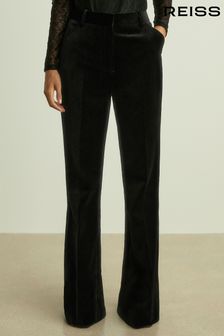 Ladies black velvet trousers shop