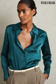 Verde acqua - Reiss Hailey Silk Shirt (E26469) | €296