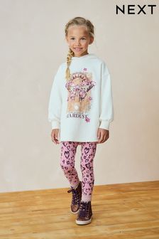 Ecru/Pink Sequin Butterfly 100% Cotton Hoodie and Leggings Set (3-16yrs) (E26506) | ￥4,080 - ￥5,250