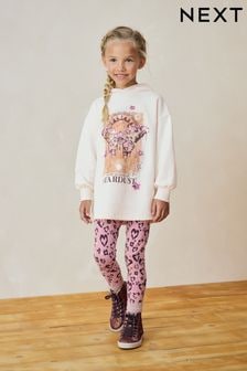 Ecru/Pink Sequin Butterfly 100% Cotton Hoodie and Leggings Set (3-16yrs) (E26506) | $36 - $46