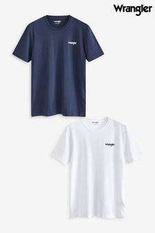 Wrangler White Sign Off Chest Logo T-Shirt 2 Pack (E27094) | $51