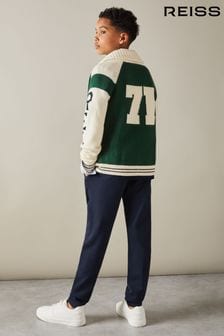 Reiss Green/Offwhite Huston Senior Knitted Varsity Cardigan (E27151) | OMR39