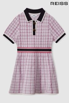 Reiss Pink Bella 13-14 yrs Knitted Metallic Polo-Neck Dress (E27155) | $138