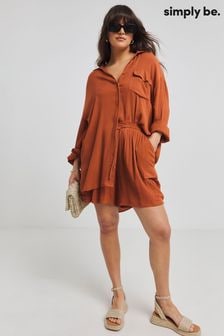 Simply Be Orange Oversized Crinkle Shirt (E27186) | $55