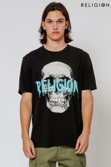 Religion Black Religion Skull T-Shirt (E27341) | $65