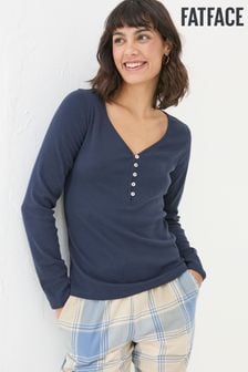 FatFace Navy Lila Henley T-Shirt (E27376) | €34