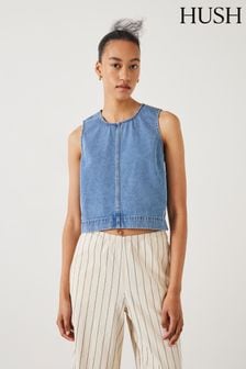 Hush Blue Valerie Denim 100% Cotton Top (E27411) | $101