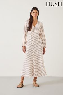 Hush White Aine Stripe Maxi Dress (E27437) | €163