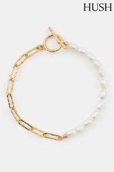 Hush Tone Hadley Hammered Pearl Chain Bracelet