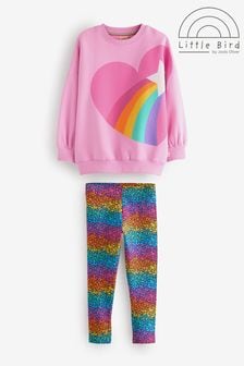 Little Bird by Jools Oliver Pink Colorful Sweat 100% Cotton Top and Leggings Set (E27865) | $48 - $58