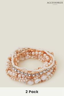 Accessorize Cream Diamanté Stretch Bracelets 2 Pack (E28084) | HK$165