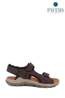 Pavers Full Adjustable Touch Fasten Brown Sandals (E28246) | €63