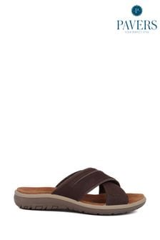 Pavers Slip On Leather Mule Brown Sandals (E28260) | ￥6,170