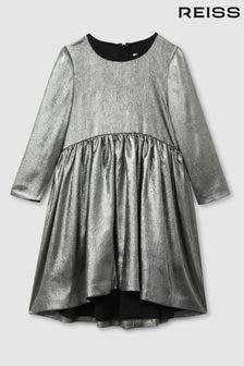 Reiss Silver Joy 13-14 yrs Metallic Fit and Flare Dress (E29697) | $133