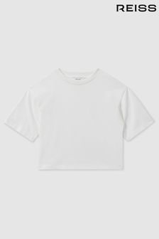 Reiss Ivory Cassy Junior Oversized Cotton Crew Neck T-Shirt (E29700) | SGD 41