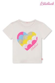 Billieblush Glitter Heart Logo Print Short Sleeve T-Shirt (E29730) | €44