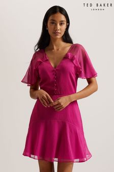 Ted Baker Purple Sangro Angel Sleeve Fit And Flare Mini Dress (E29753) | $330