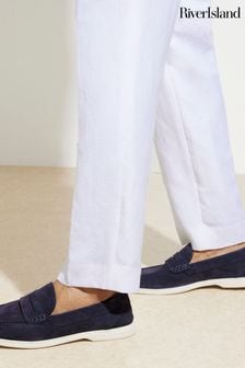 River Island Blue Suedette Slip On Loafers (E29782) | €66