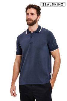 Sealskinz Blue Stalham Polynosic Tipped Collar Polo Shirt (E29934) | 606 SAR