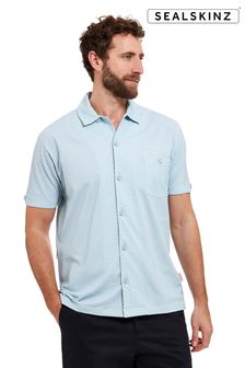 Sealskinz Blue Walsoken Short Sleeve Uv Protection Rain Drop Print Shirt (E29937) | 567 LEI