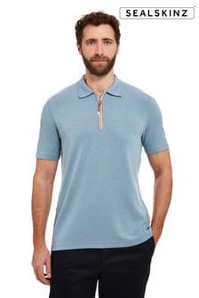 Sealskinz Blue Shipdham Polynosic Zip Polo Shirt (E29939) | $151