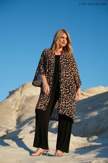 Live Unlimited Brown Curve Leopard Print Kimono (E30313) | $135